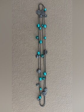 Teal & Charcoal Long Necklace